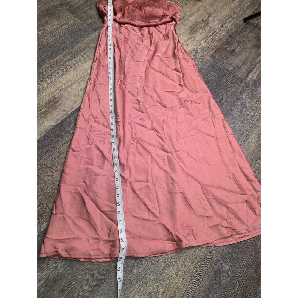 LUNAMODA Womens Dress Small Baked Rose Pink Satin Cowl Neck Midi NWT - Picture 6 of 10